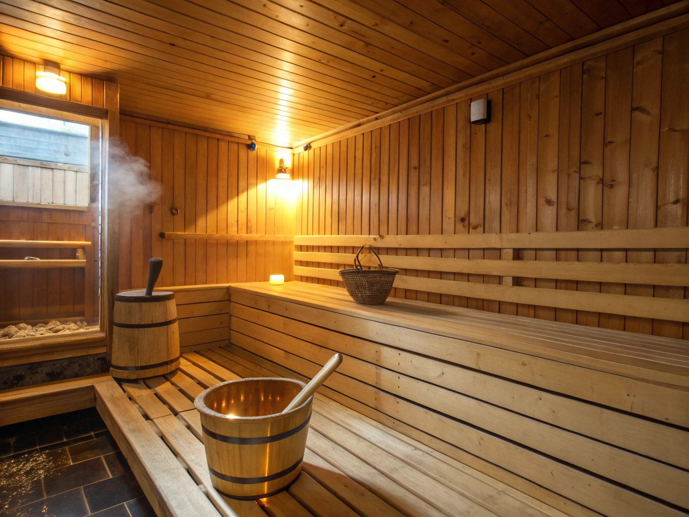 Viora Spa sedir ağacı sauna ve dinlendirici aydınlatma
