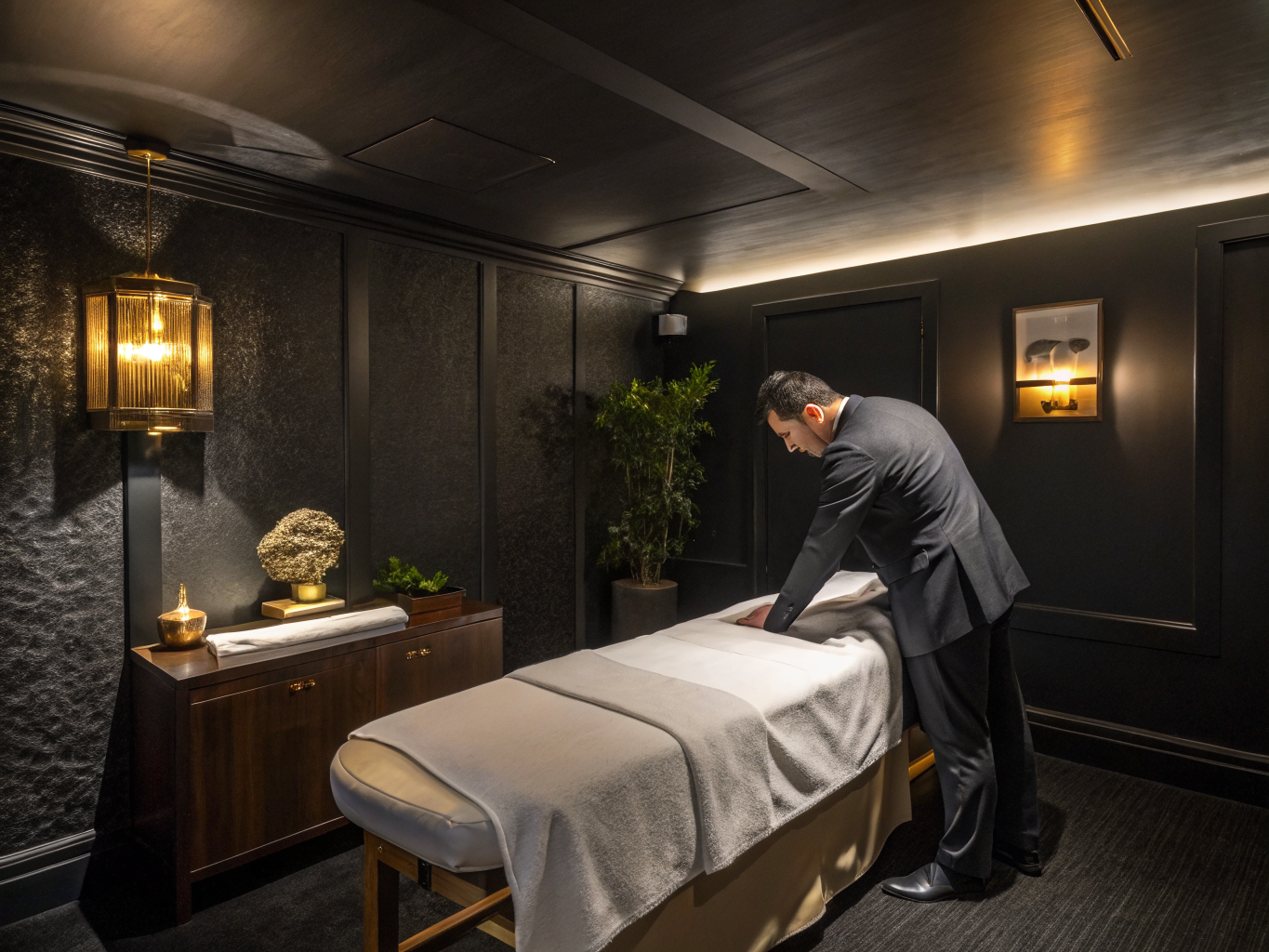 Viora Spa loş aydınlatmalı özel masaj süiti ve sıcak taşlar